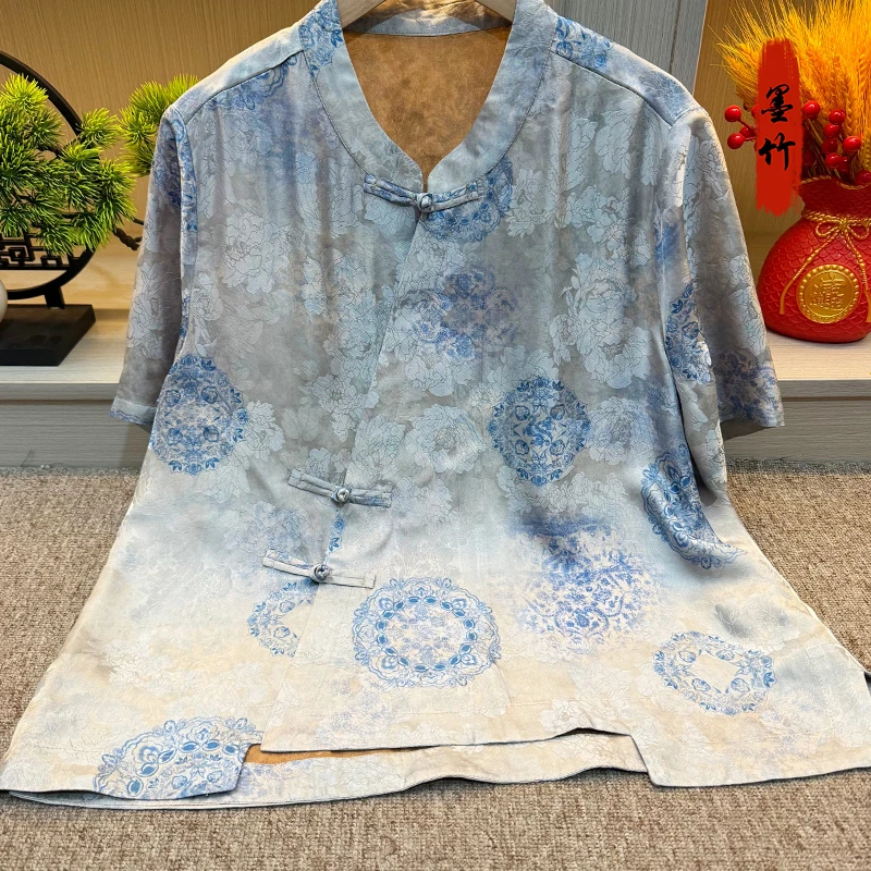 【69755】气质长袖网红新中式中国风提花女士女装上衣重磅袖口