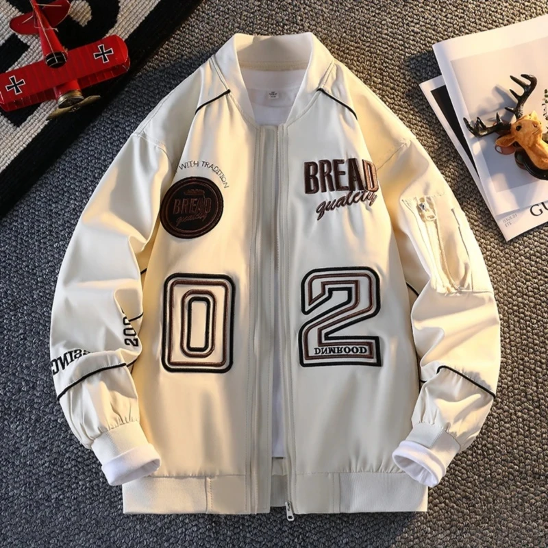 青少年男生秋季重工刺绣棒球服外套潮流百搭机车服飞行服夹克C01