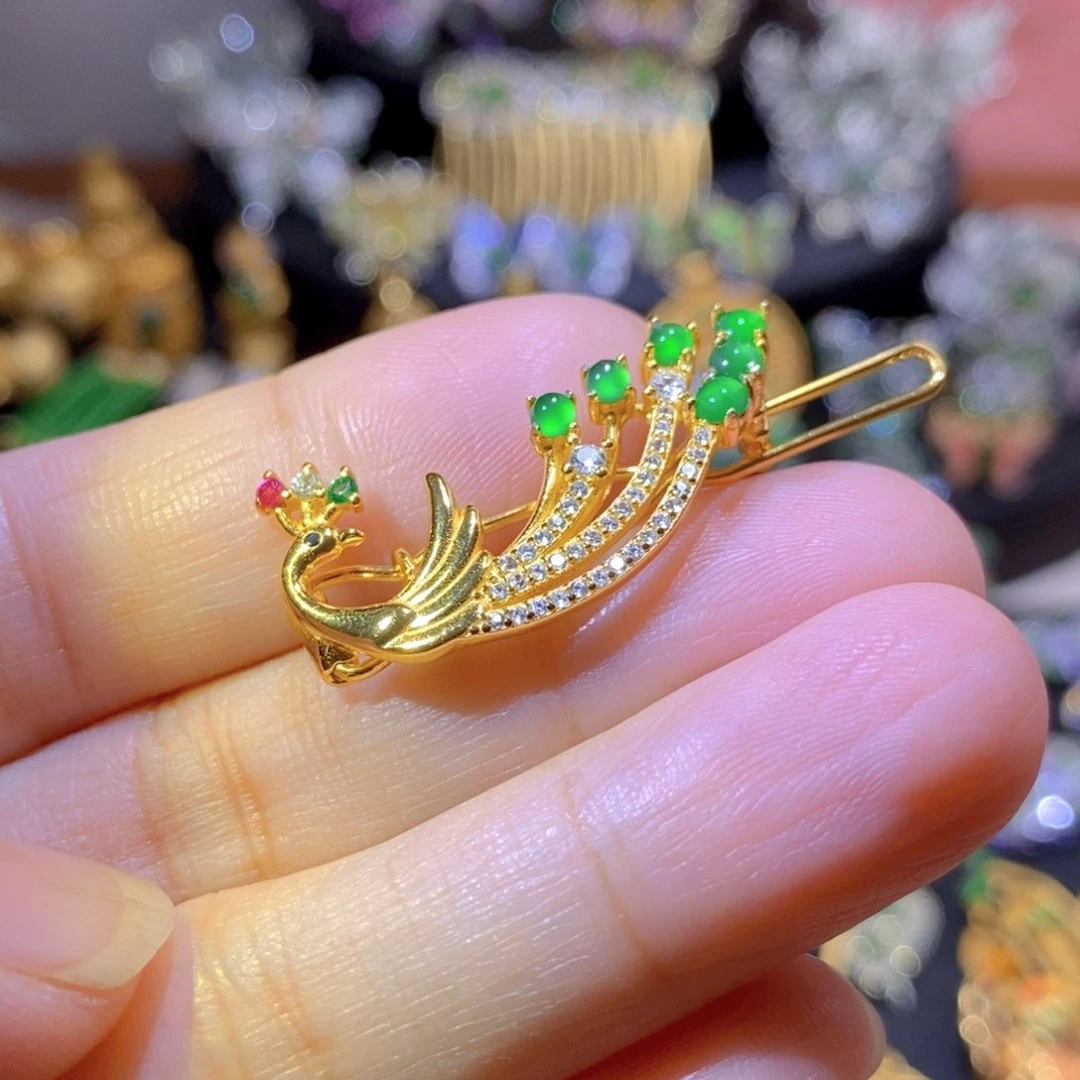 吊坠(不含链)银S925镶嵌翡翠