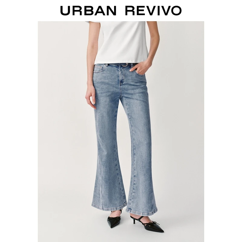 UR2025夏季新款女装时尚复古休闲显瘦喇叭牛仔长裤UWG850139