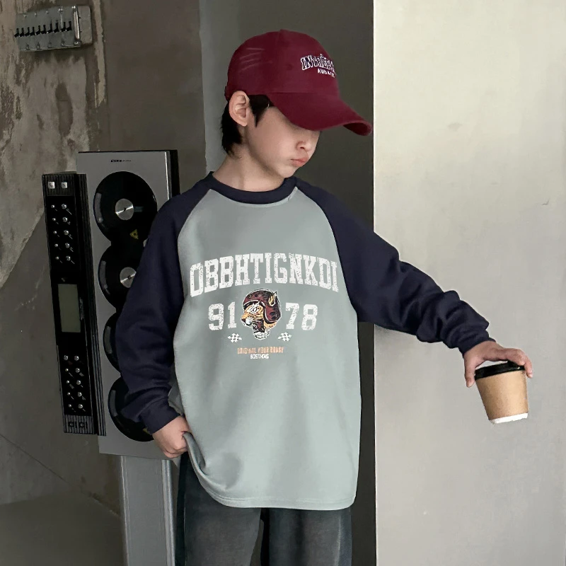 【2025春款上新】男童T恤儿童春秋季薄款百搭长袖中大童洋气打底衫