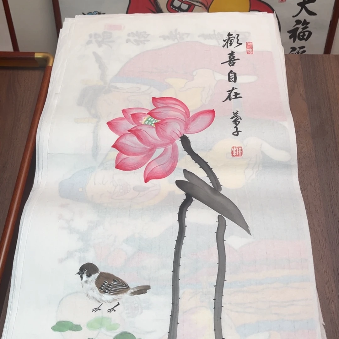 国画纯手绘禅意画直播作品