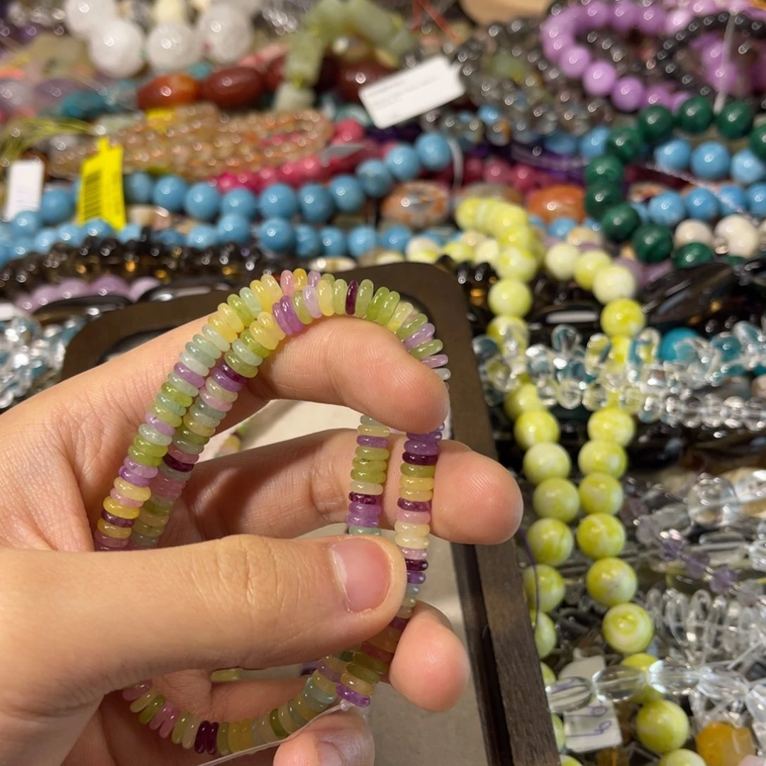 玛瑙/玉髓合金手链卡8彩虹色碧玺隔片