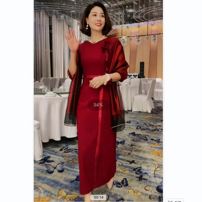 DS-0063喜妈妈设计师修身优雅高贵敬酒服气质百搭婚礼轻奢中式