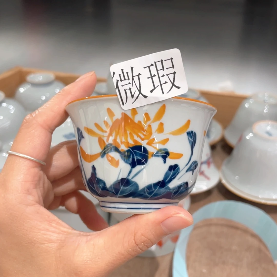 釉下彩纯手绘有瑕