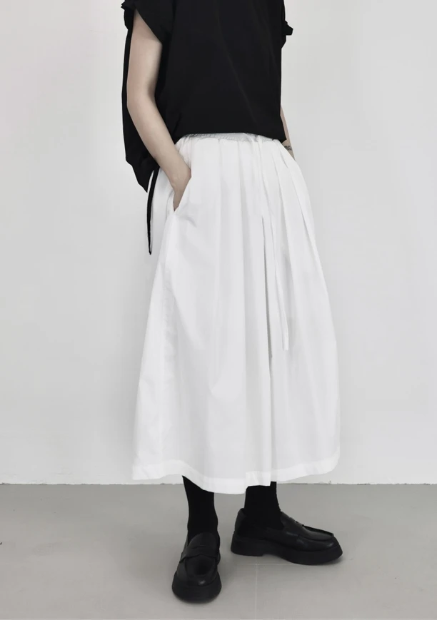 【晚李四季】暗黑风薄款显瘦裤裙 夏季纯色九分裤黑休闲裤