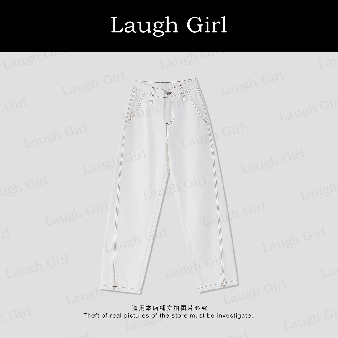 楚楚君 Laugh girl【满分裤】设计师原创撞色线牛仔裤KL53013J