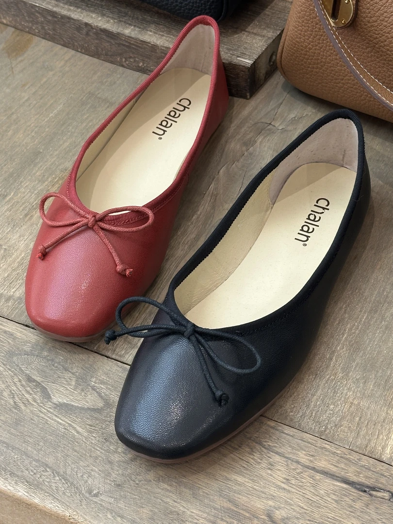 chalan 新款时尚百搭舒适休闲平底浅口蝴蝶结B1254C025