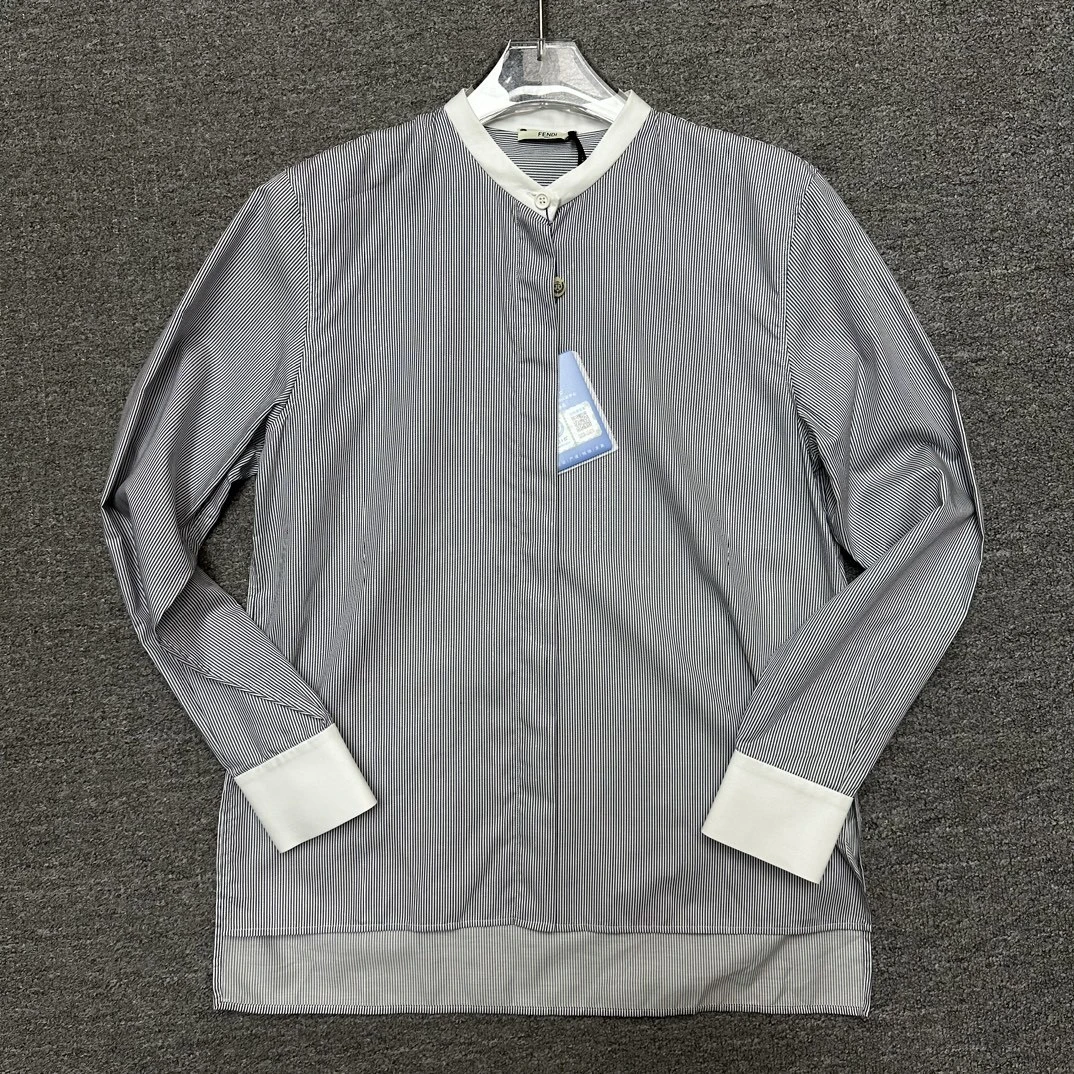 未使用 FENDI/芬迪 FENDI/芬迪女士条纹秋冬打底小领衬衫114440