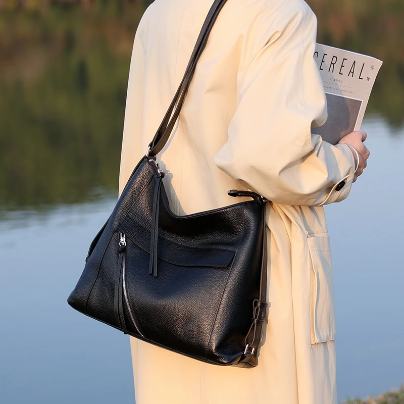 大容量背包女士牛皮真皮双肩包女大容量托特包单肩斜挎包大包