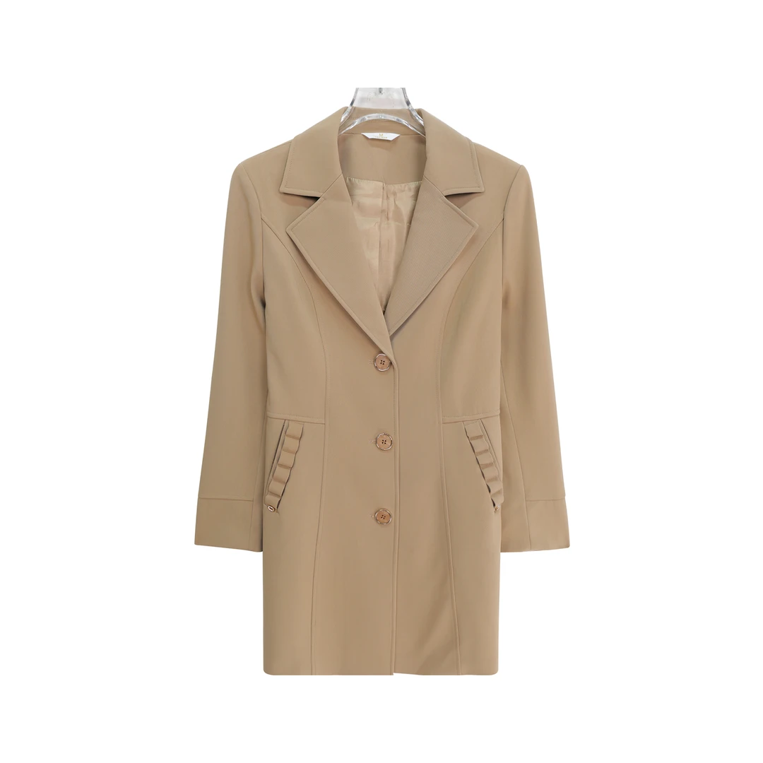 简约纯色轻职风西装领设计感口袋外套S4354