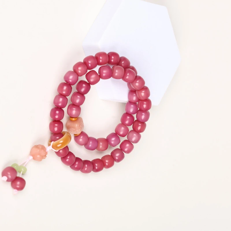 MK029乌梅子酱蜜桃双圈菩提手串（无礼盒）