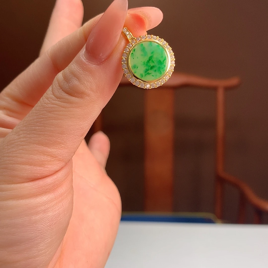 银S925镶嵌翡翠耳饰吊坠