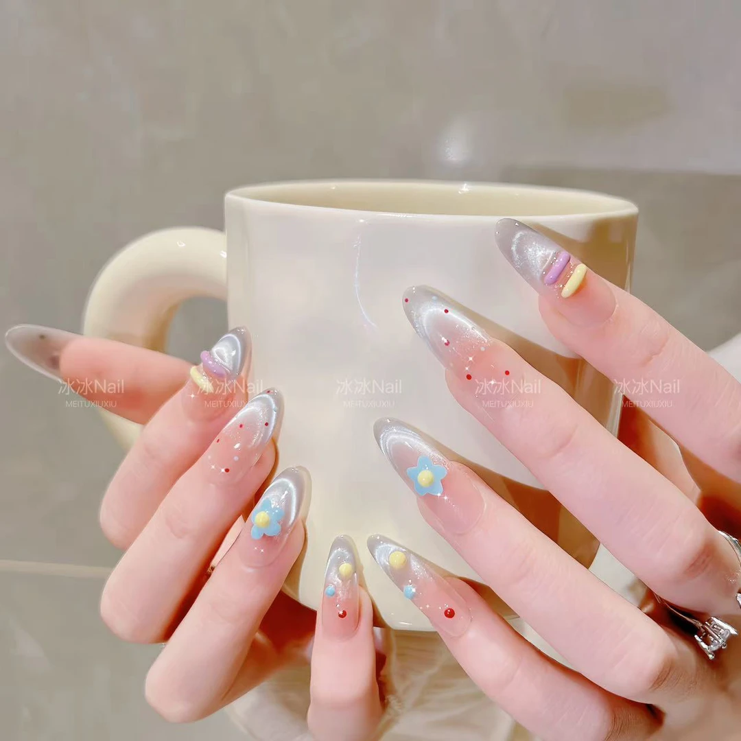 【小云朵】显白穿戴甲纯手工法式猫眼美甲贴