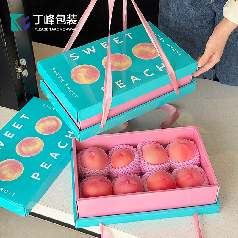 丁峰·手提桃子通用高档包装盒水蜜桃8粒装礼品盒水果礼盒空盒子
