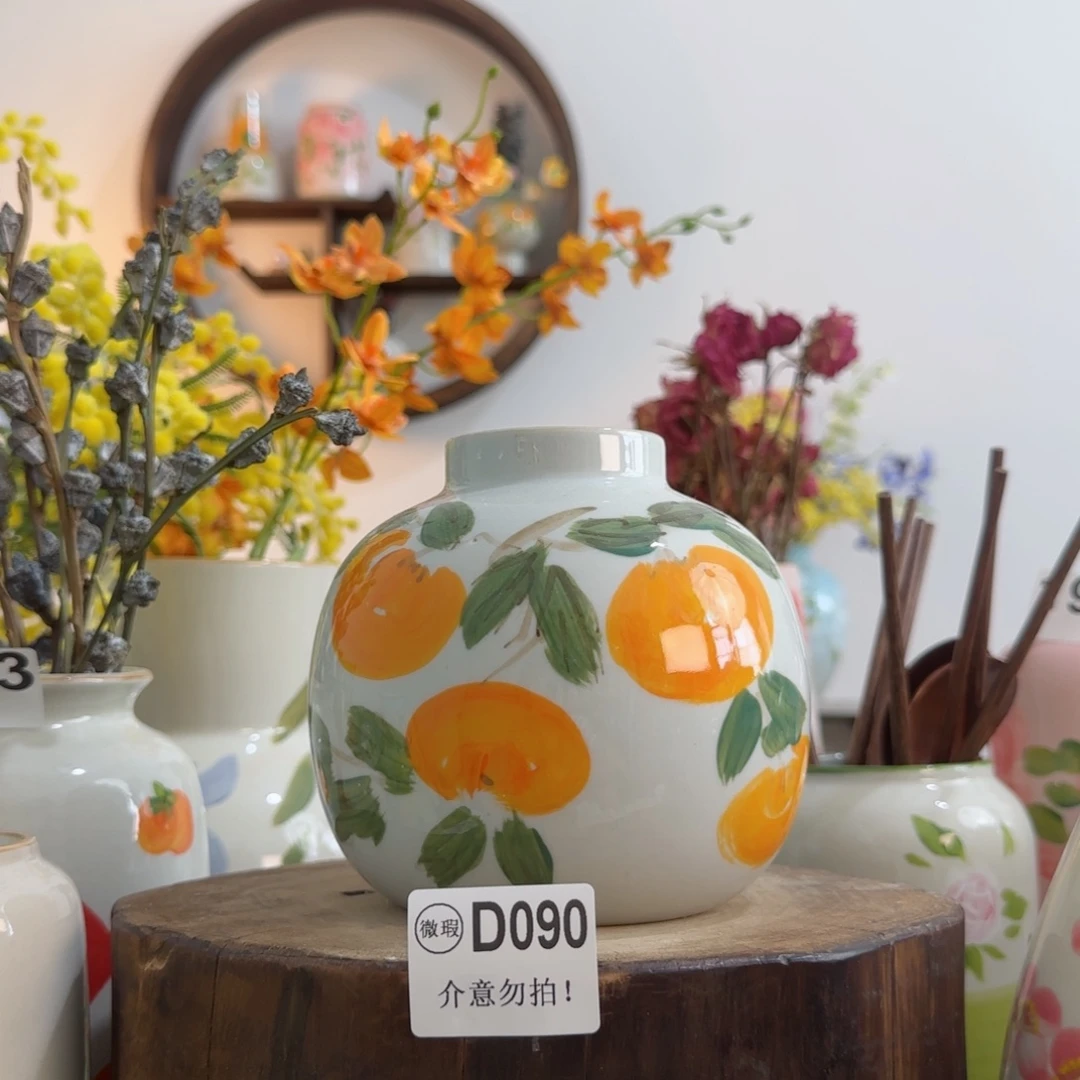 摆件景德镇手绘陶瓷花瓶摆件无孔