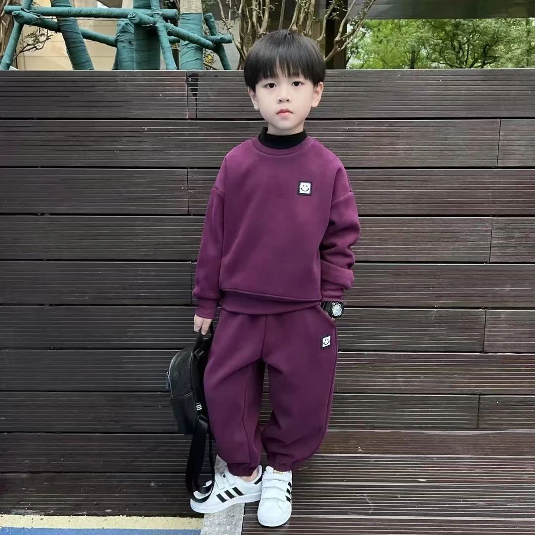 男孩春秋休闲套装2025新款中童假两件卫衣长裤两件套男孩运动童装