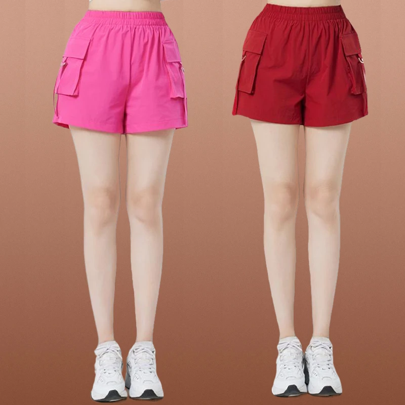 新款广场舞裤子速干运动高腰弹力防光走短裤健身跳鬼步舞蹈裤子夏