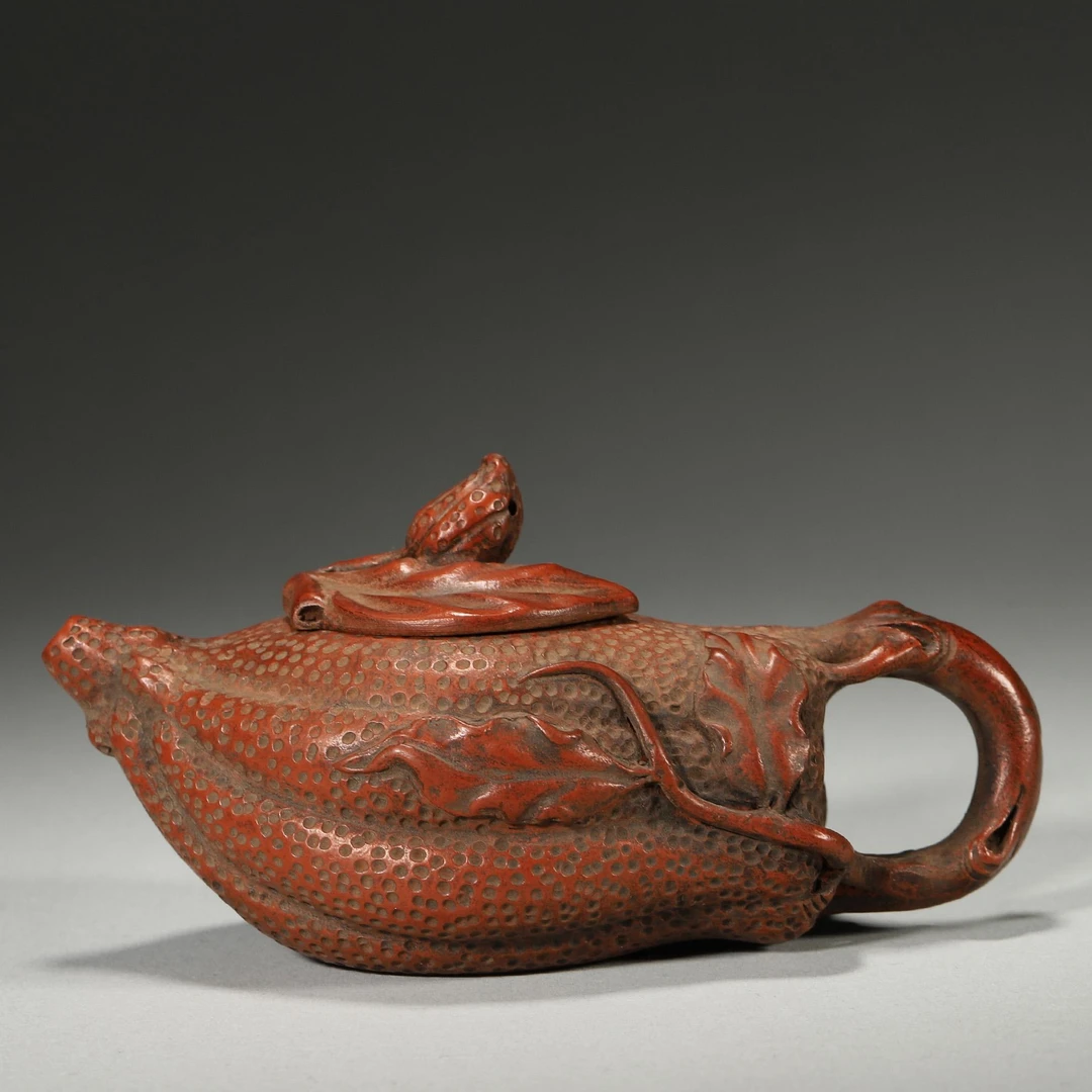 Lot16 清代 紫砂朱泥佛手壶