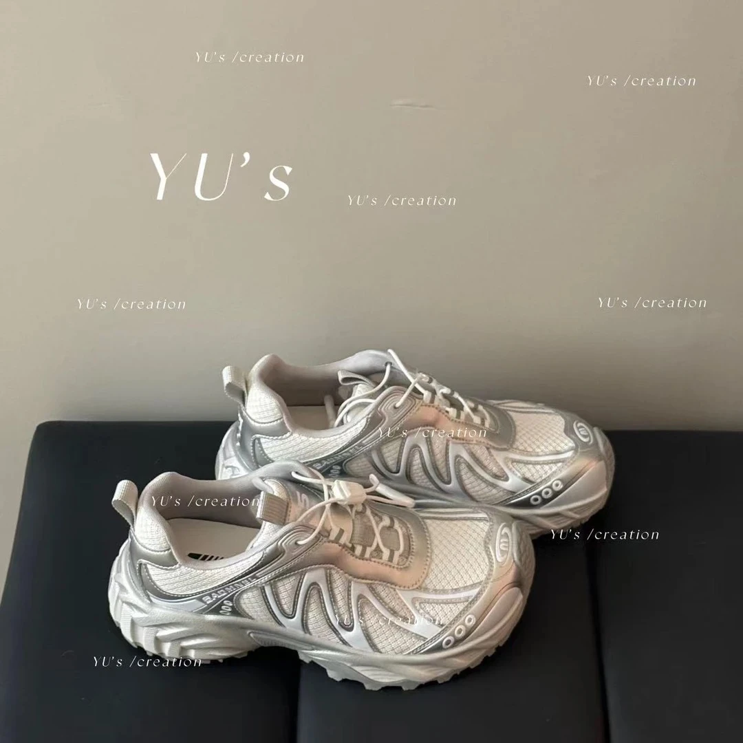 日系网红款运动徒步老爹鞋歪头户外百搭厚底网面透气登山鞋休闲鞋