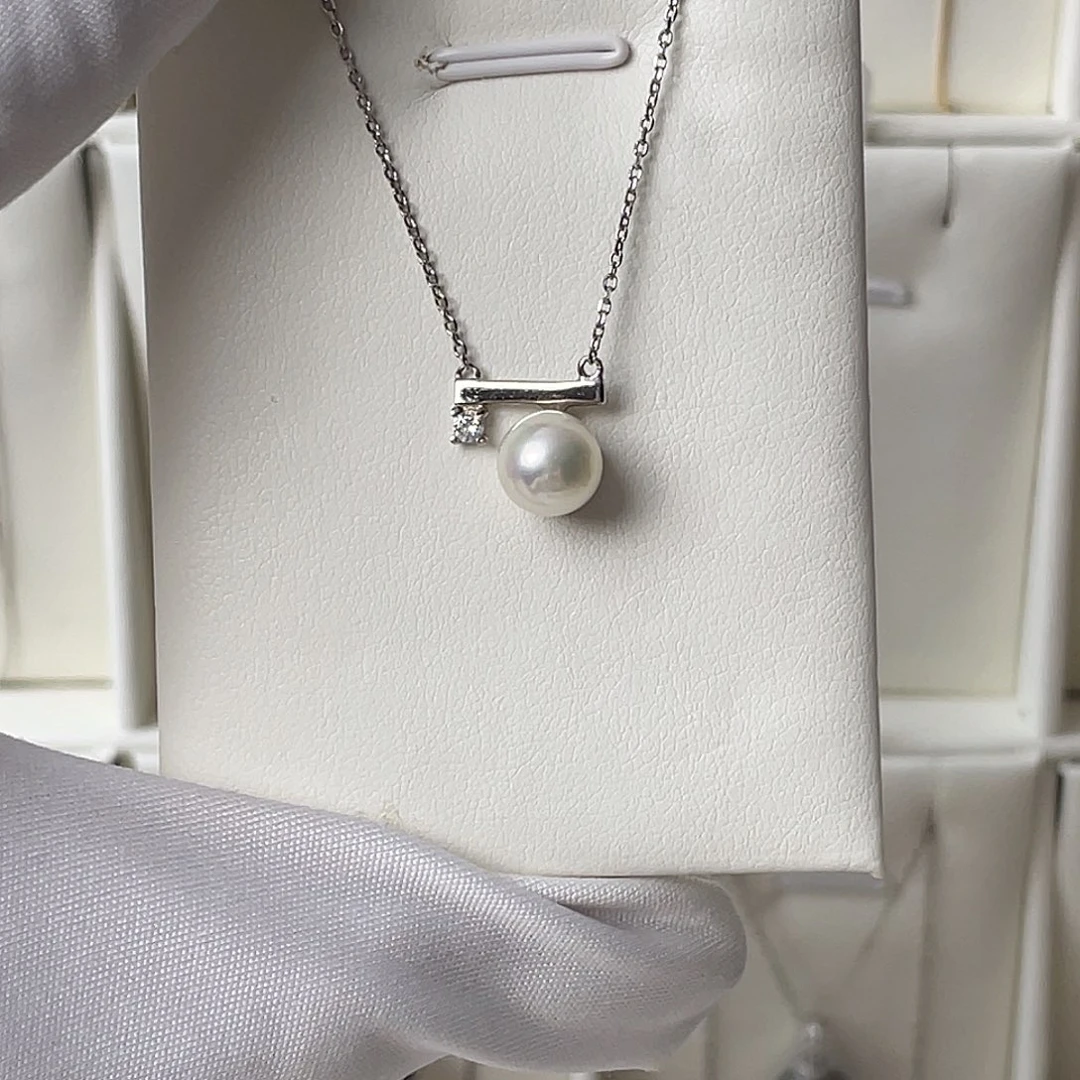 颈饰银S925镶嵌海水珍珠7.5-8mm