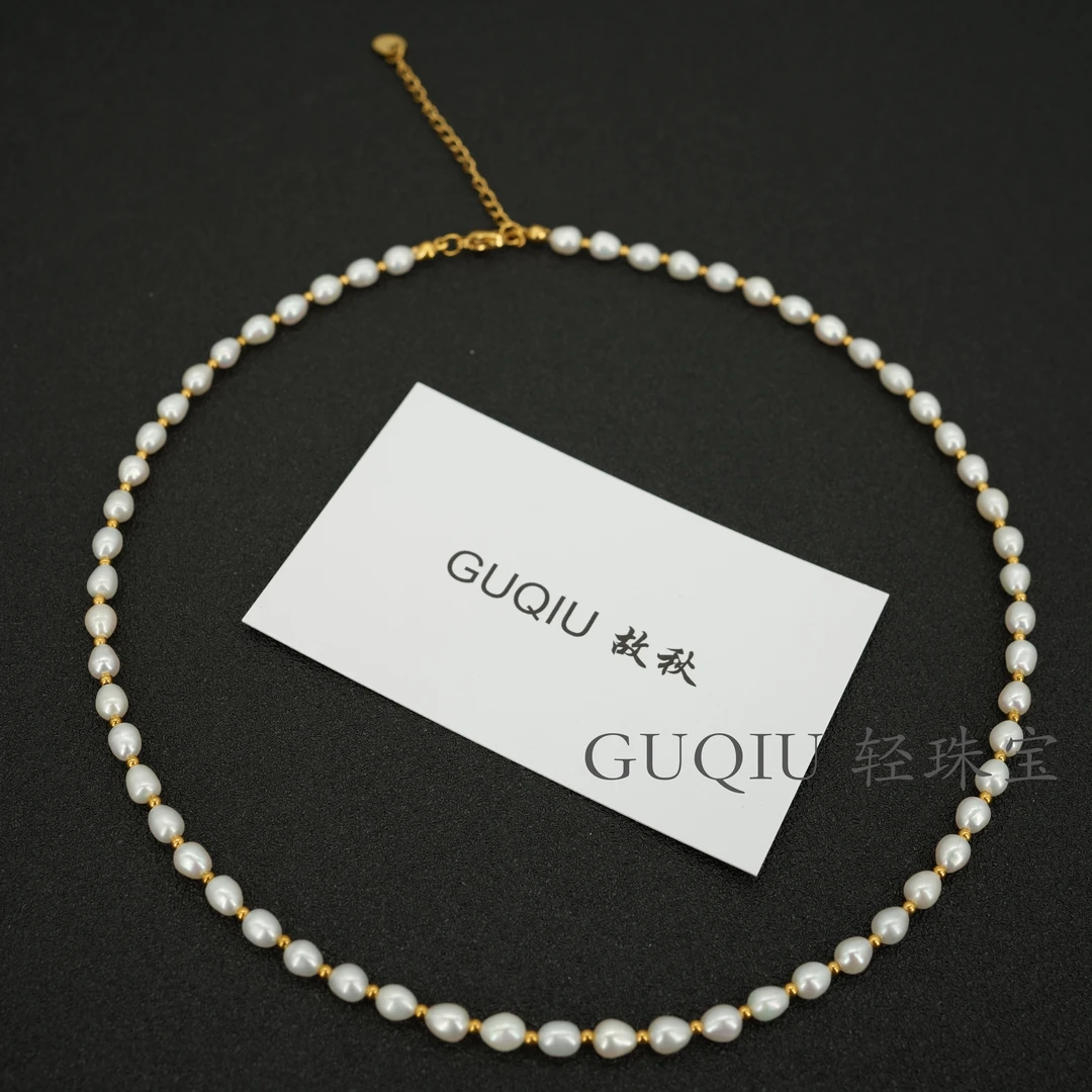 天然淡水珍珠4-5mm短米珠高亮光强光项链百搭设计款（质检带证书）