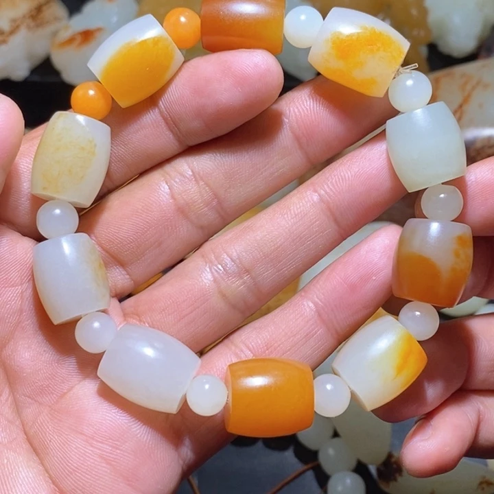 和田玉16-15直切手串未镶嵌