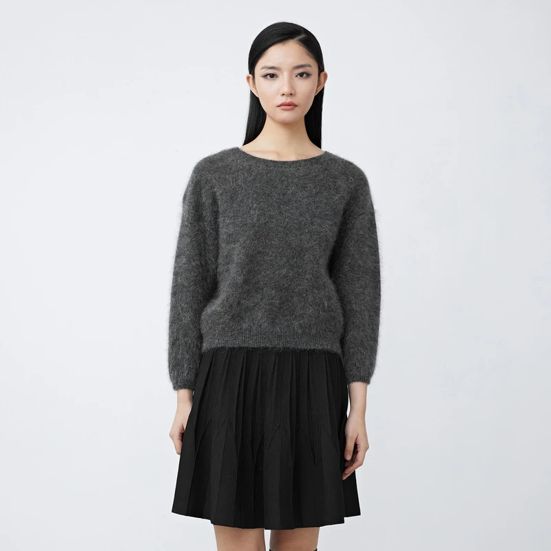 【粉丝专享】圣迪奥冬季休闲时尚百搭罗纹圆领长袖针织衫S21483511