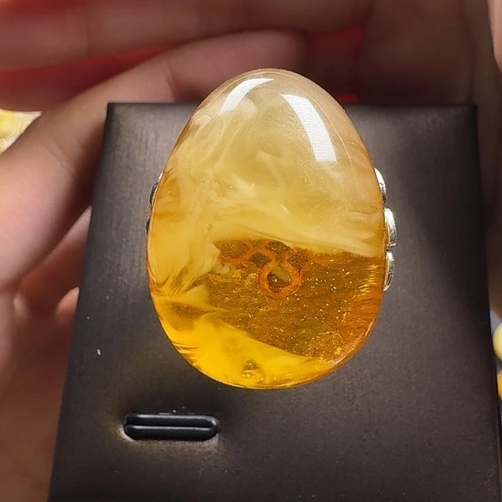 快***＠蜜蜡银S925镶嵌戒指戒指