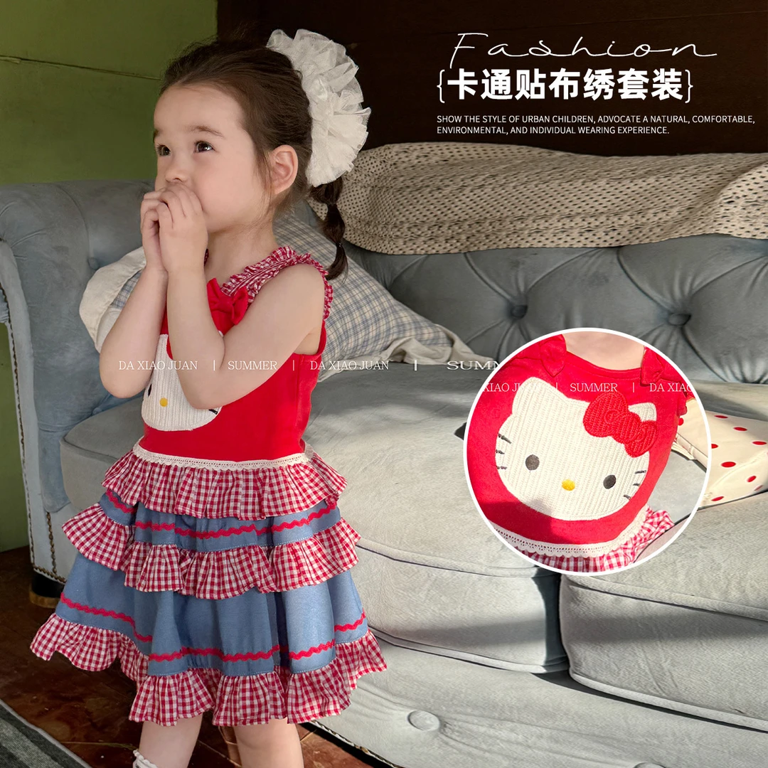 现货【大小卷】儿童夏季新品童装卡通女童吊带套装-52358