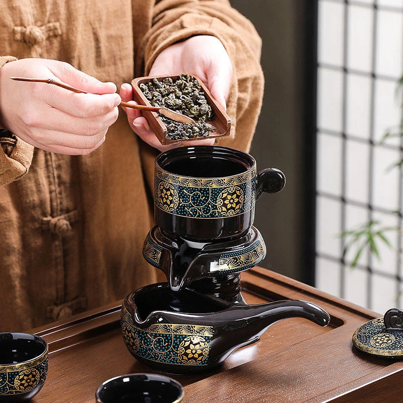 高档陶瓷懒人泡茶壶自动茶具套装自动泡茶家用客厅办公室泡茶器具