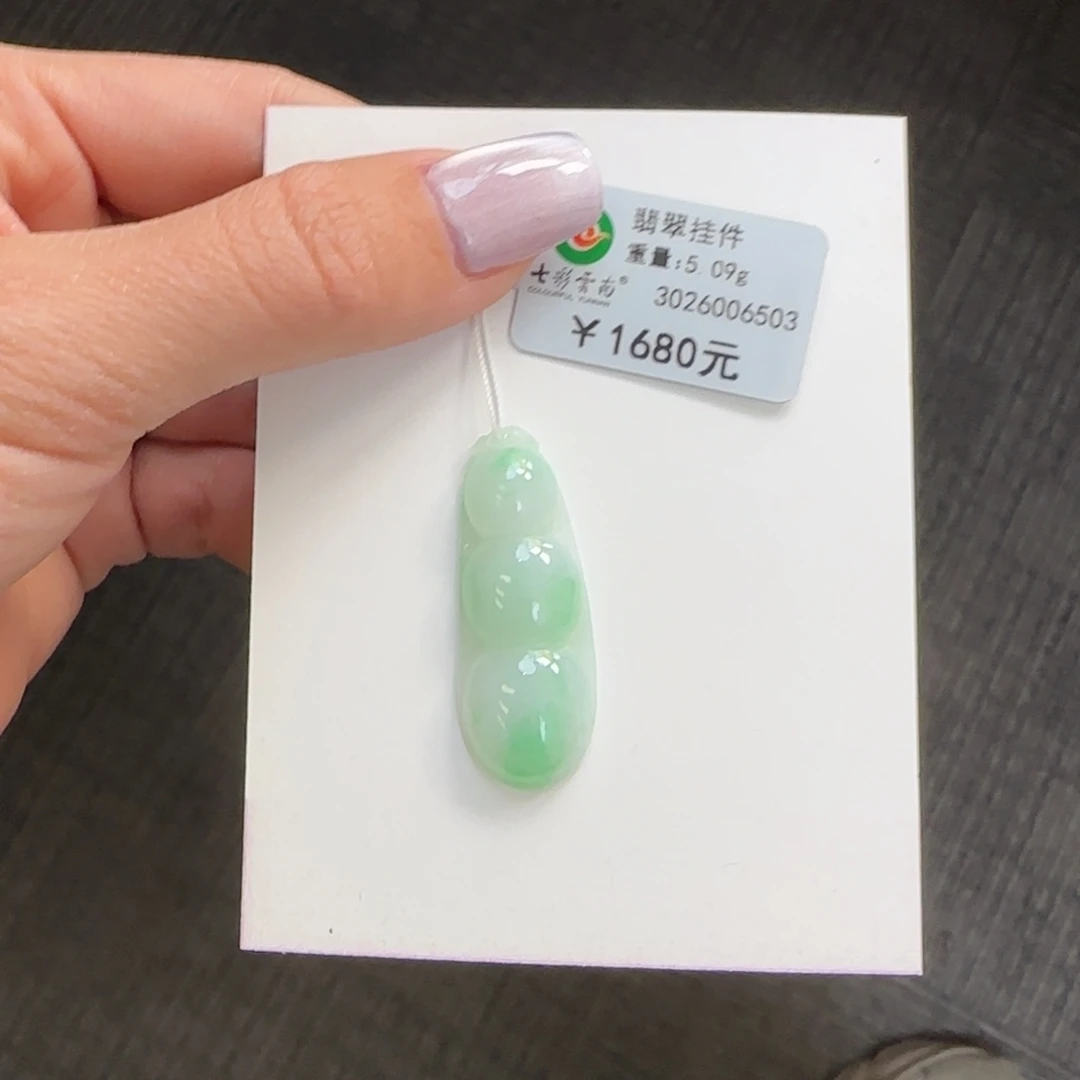 翡翠未镶嵌颈饰福豆