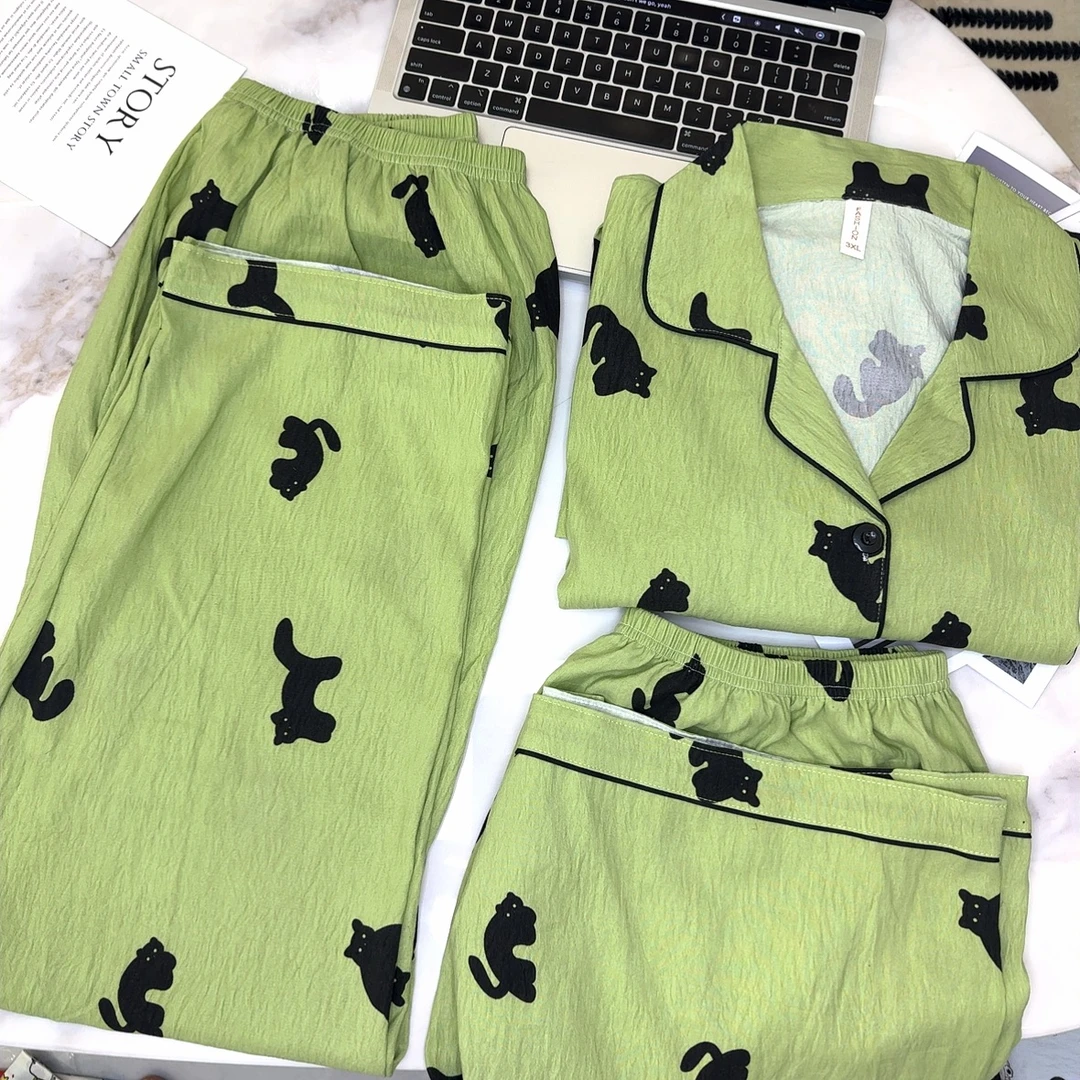 【三件套】大码300斤可穿MM可穿睡衣女套装加肥大宽松家居服卡通