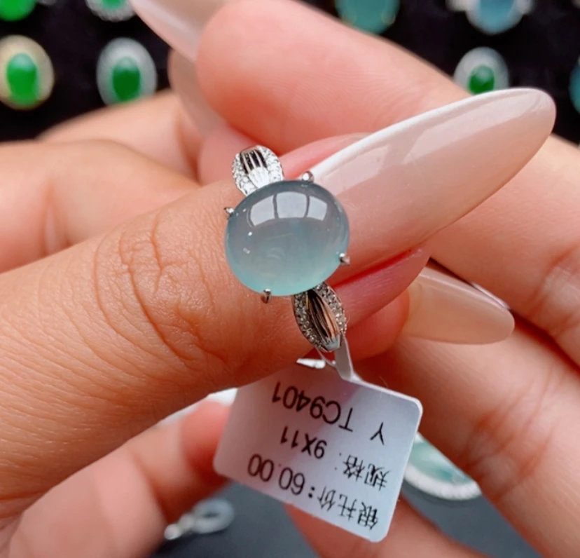 S925银镶嵌纯天然a货翡翠戒指（不含证书，需要请单拍证书链接）
