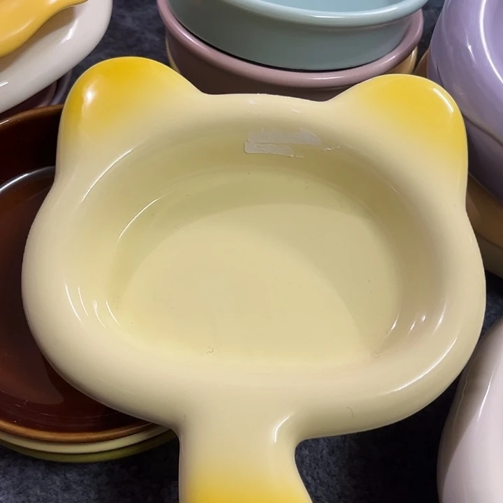 陶陶瓷手柄盘微x黄色小猫