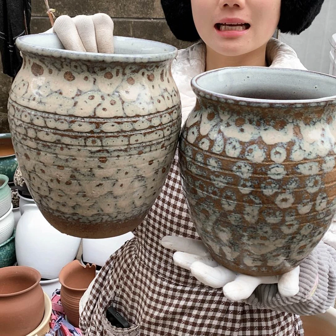 紫砂花盆底裂瑕疵口17高20