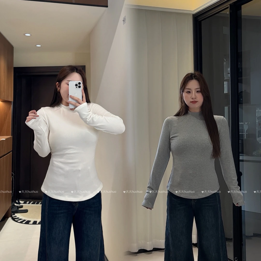 胖MM秋冬季保暖长袖打底衫女修身显瘦加绒加厚内搭内衣百搭上衣