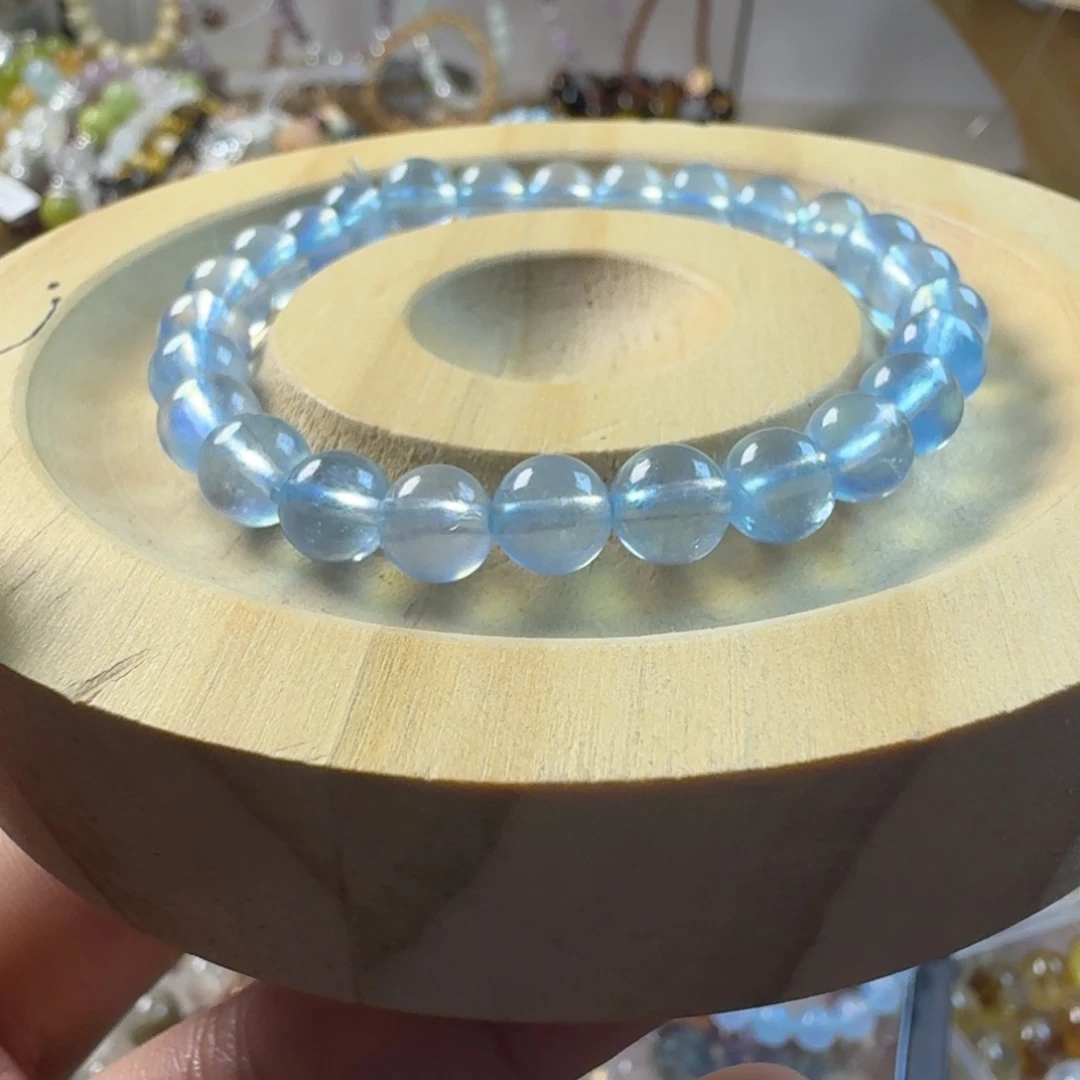 水晶手链未镶嵌海蓝宝卡6.9