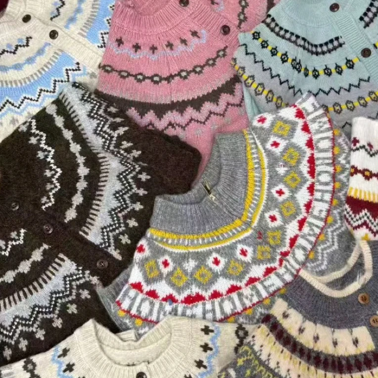 【151-200】针织开衫套头毛衣复古长袖休闲