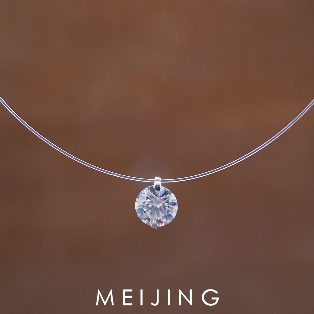 链子925银锆石 【人鱼泪】简约百搭超闪人鱼之泪鱼线锆石锁骨链