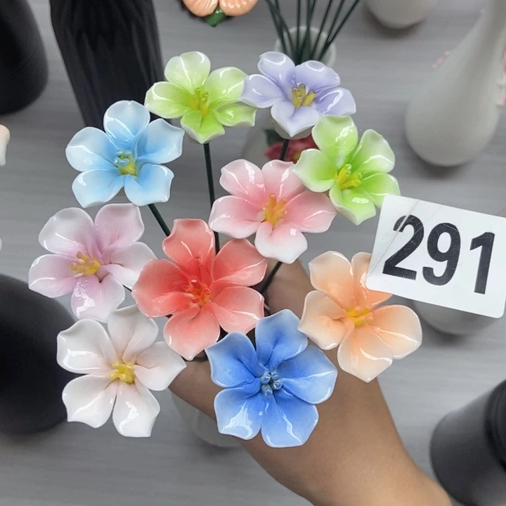 摆件手工制作陶瓷花10朵樱花