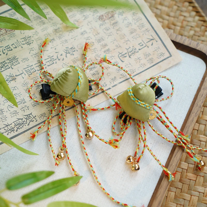 云深雾浅 小满 原创彩绳粽子汉服对夹古风边夹头饰发饰端午节配饰