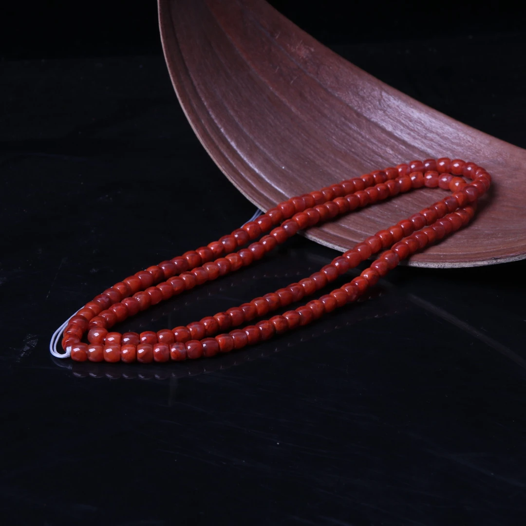 【蚂蚁珠宝】高品九口火焰南红玛瑙6mm左右直切多圈项链一条n766