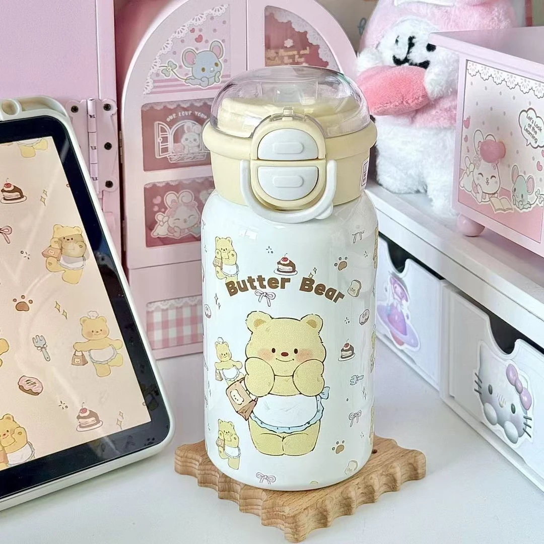 F黄油新款小大容量可爱卡通送朋友实用闺蜜儿童熊塑料杯子