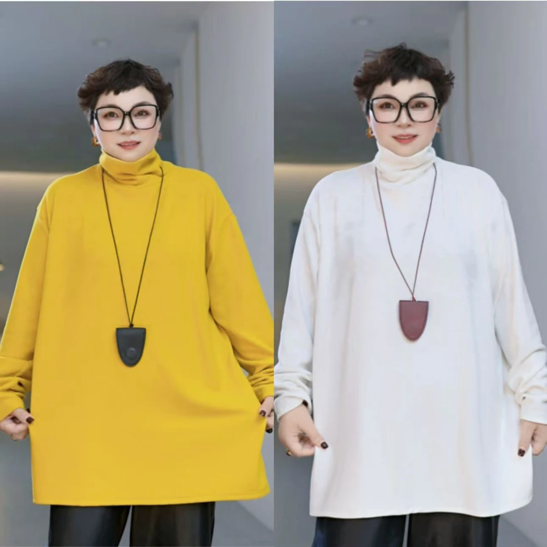 【无忧岛】冬季新款简约风休闲堆堆领纯色上衣