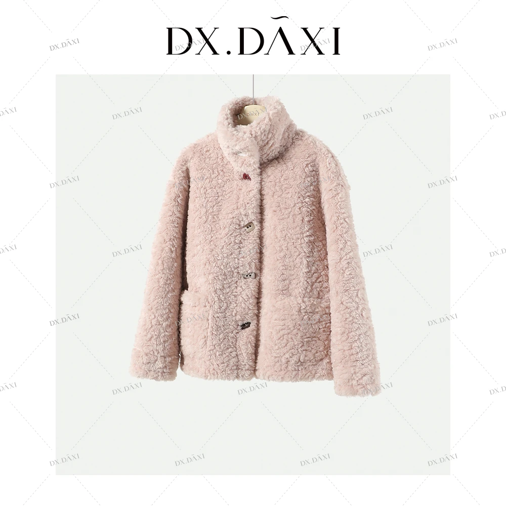 代大喜【微醺西柚】温柔松弛立领毛毛外套女款冬季宽松休闲上衣通勤