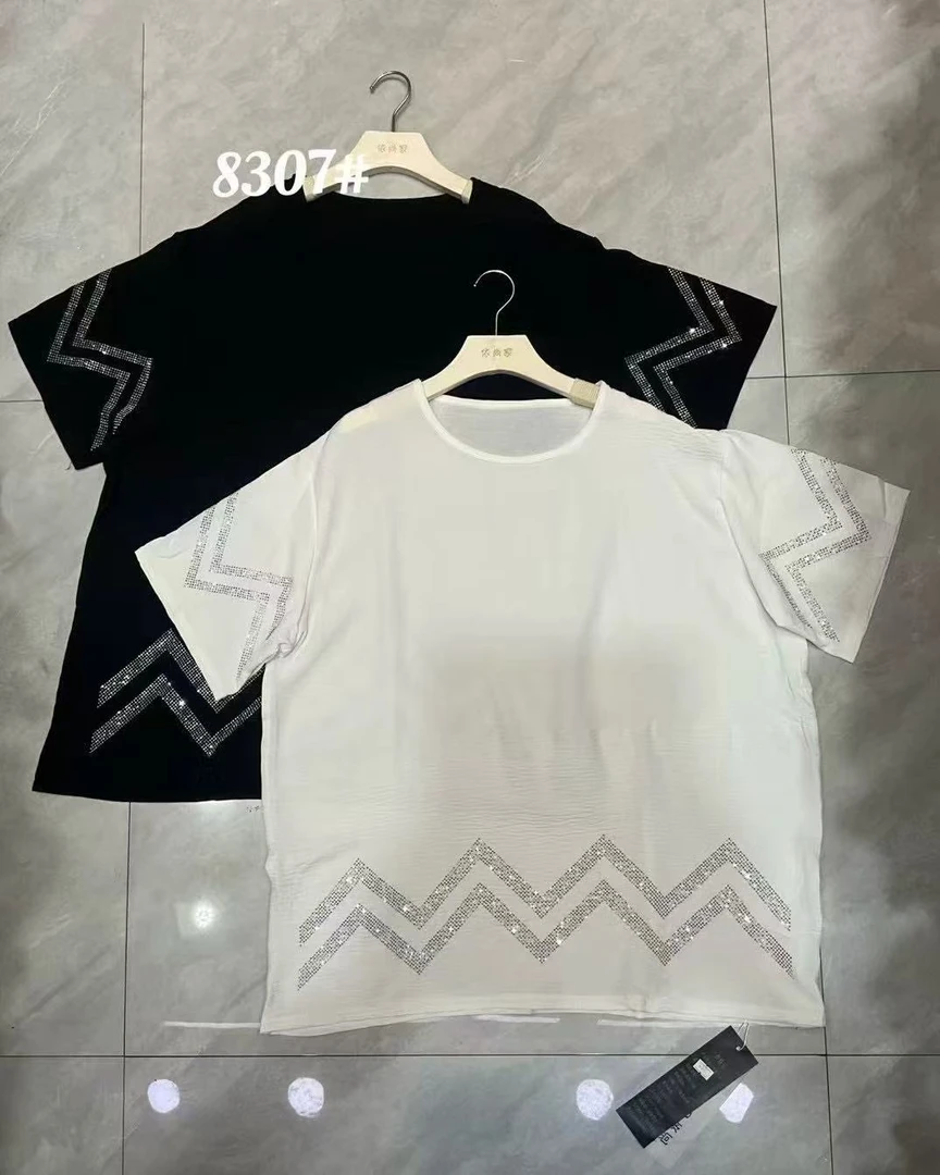 波浪烫钻宽松大衫8307#