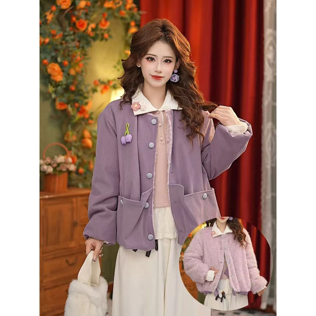 DaYuanSAD【永馥】张嘉圆两面穿棉袄女冬季加厚保暖短款外套#G15280