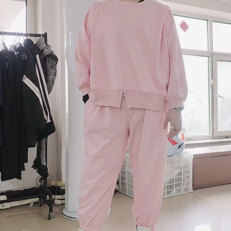 净版套装1502春秋长袖休闲时尚运动百搭简约宽松饕餮大码女装