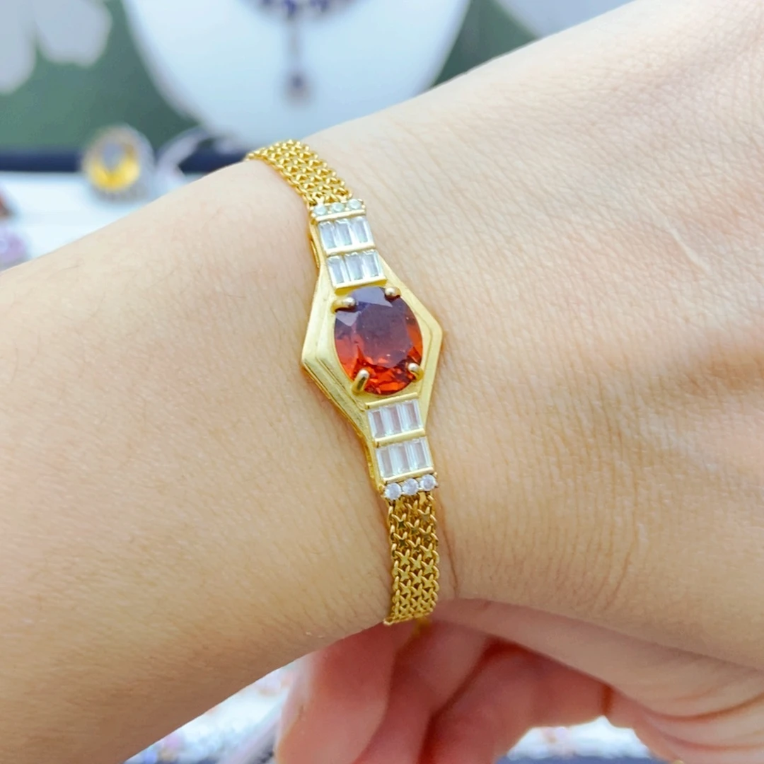 银S925镶嵌手链石榴石